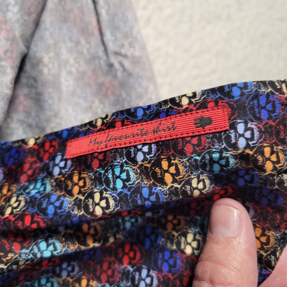 Visconti Black Button Down Shirt Mens Size M Multi Color Skull Print Long Sleeve - Picture 13 of 13